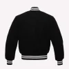 black wool body & black wool sleeves varsity jacket