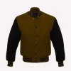 brown wool body & black wool sleeves varsity jacket