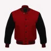 cardinal wool body & black wool sleeves varsity jacket