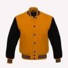 gold wool body & black wool sleeves varsity jacket