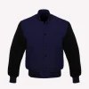 navy blue wool body & black wool sleeves varsity jacket