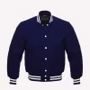 navy blue wool body & blue wool sleeves varsity jacket