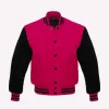 pink wool body & black wool sleeves varsity jacket