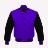 purple wool body & black wool sleeves varsity jacket