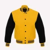 yellow wool body & black wool sleeves varsity jacket